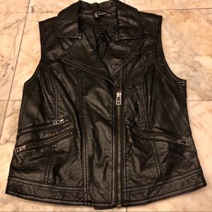 H&M black faux leather vest